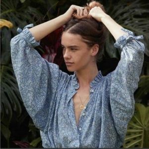 FRANCES ROSE TOP - VINTAGE FLOWERS BLUE